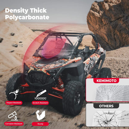 Kemimoto '20-'24 Polaris PRO XP/ PRO XP 4 3-in-1 Folding Half Windshield