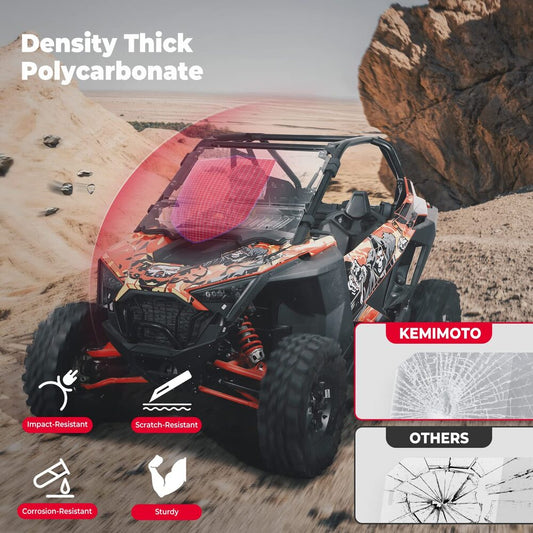 Kemimoto '20-'24 Polaris PRO XP/ PRO XP 4 3-in-1 Folding Half Windshield