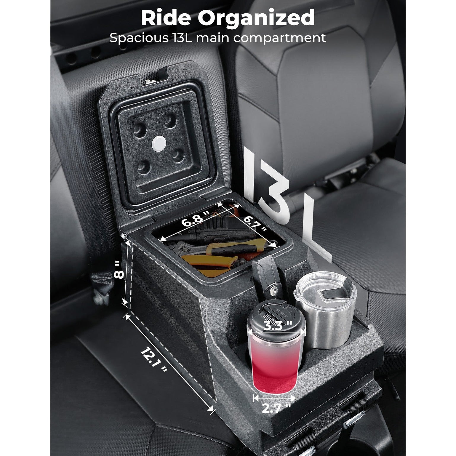 Kemimoto '20-'24 Polaris Ranger XP 1000/ Crew UTV Bench Seat Center Console Box