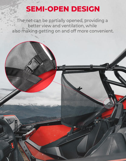 Kemimoto '20-'24 Polaris RZR PRO XP 2 Seat Window Net Roll Cage Mesh