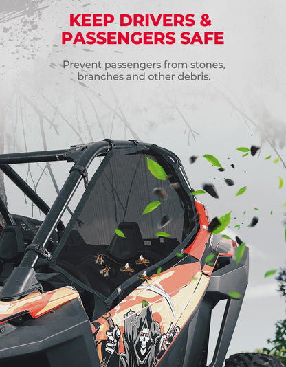 Kemimoto '20-'24 Polaris RZR PRO XP 2 Seat Window Net Roll Cage Mesh