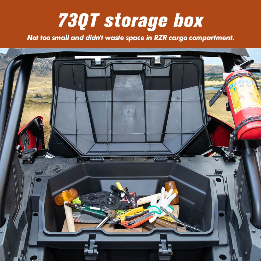 Kemimoto '20-'24 Polaris RZR Pro XP 73 QT Rear Storage Bed Box