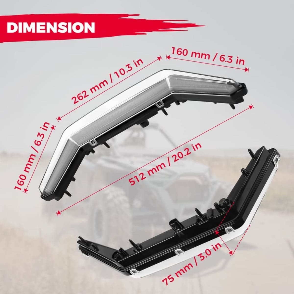 Kemimoto '20-'24 Polaris RZR Pro XP Front Accent Light Mustache