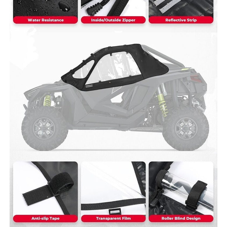 Kemimoto '20-'24 Polaris RZR Pro XP Upgraded Soft Upper Door Cab Enclosure