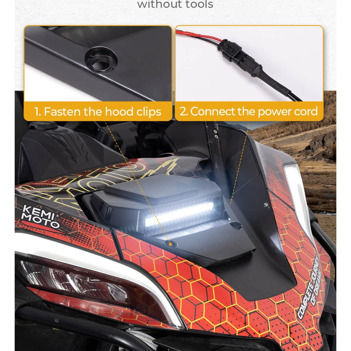 Kemimoto '20+ CF Moto ZForce 950 UTV Hood Scoop w/ Light