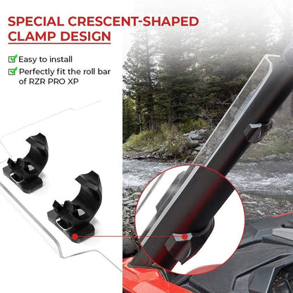 Kemimoto '20+ Polaris RZR PRO XP Scratch Resistant Full Windshield Clear