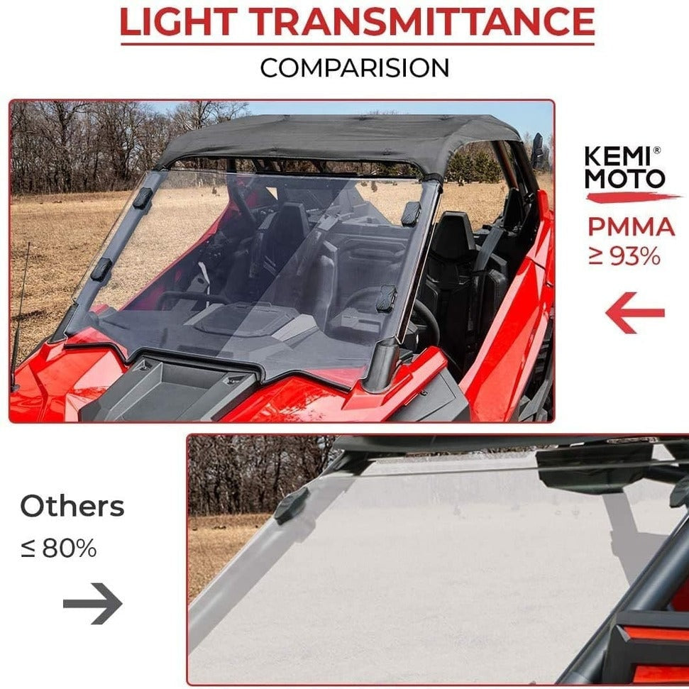 Kemimoto '20+ Polaris RZR PRO XP Scratch Resistant Full Windshield Clear