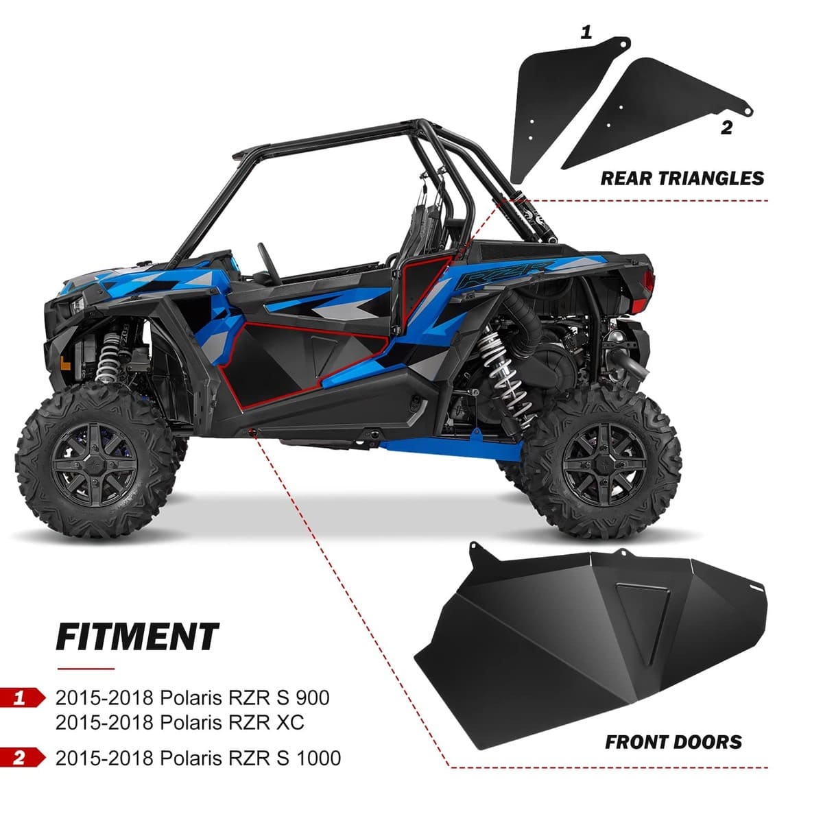 Kemimoto '21-'23 Polaris RZR XP 1000 Lower Door Panel Inserts