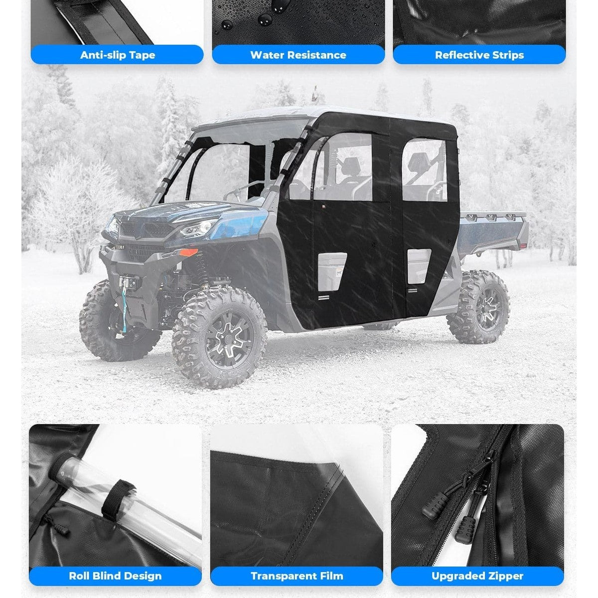 Kemimoto '22-'24 CF Moto UForce 1000XL Soft Cab Enclosure Doors