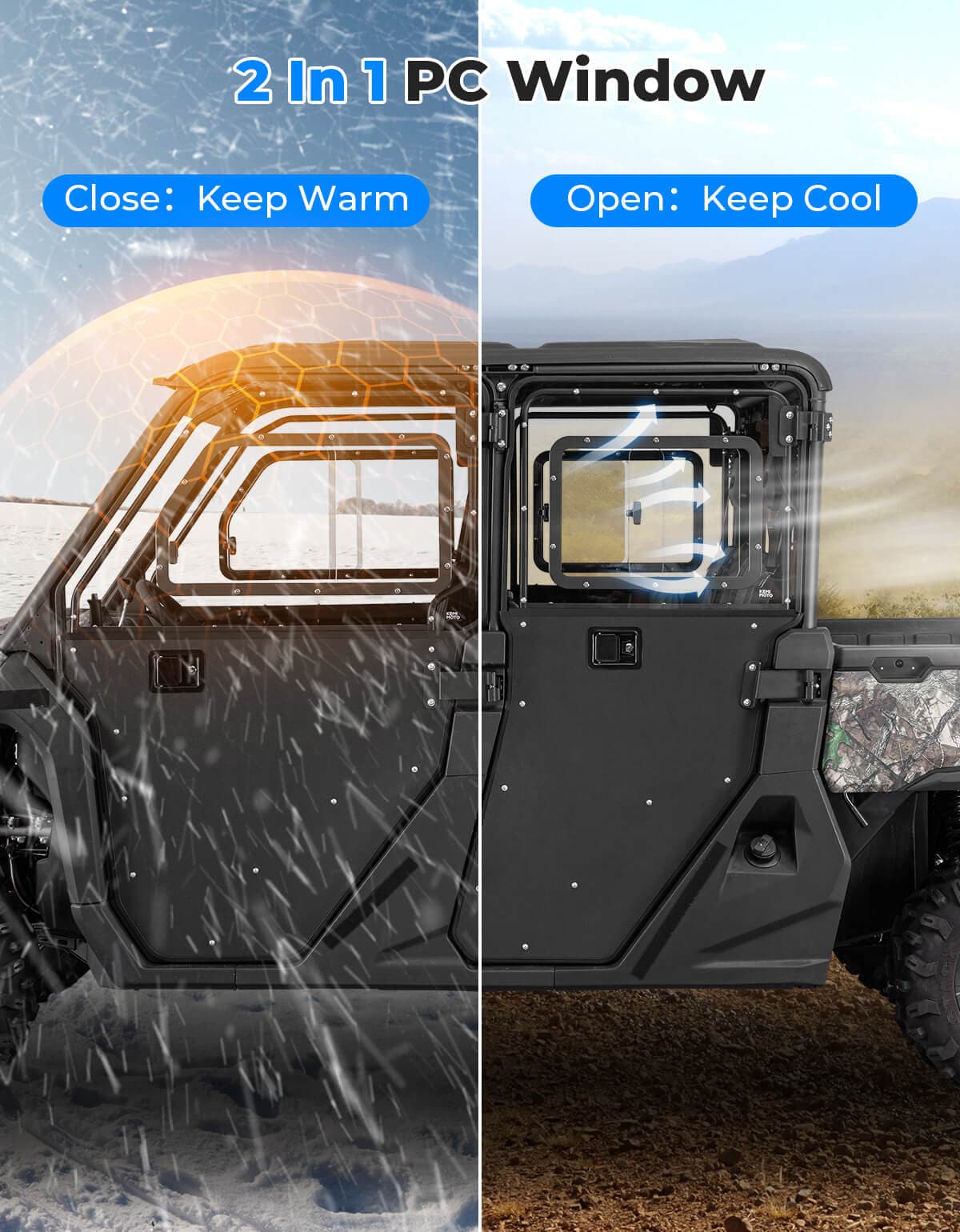 Kemimoto '22+ CFMoto UForce Full Doors with Sliding Window