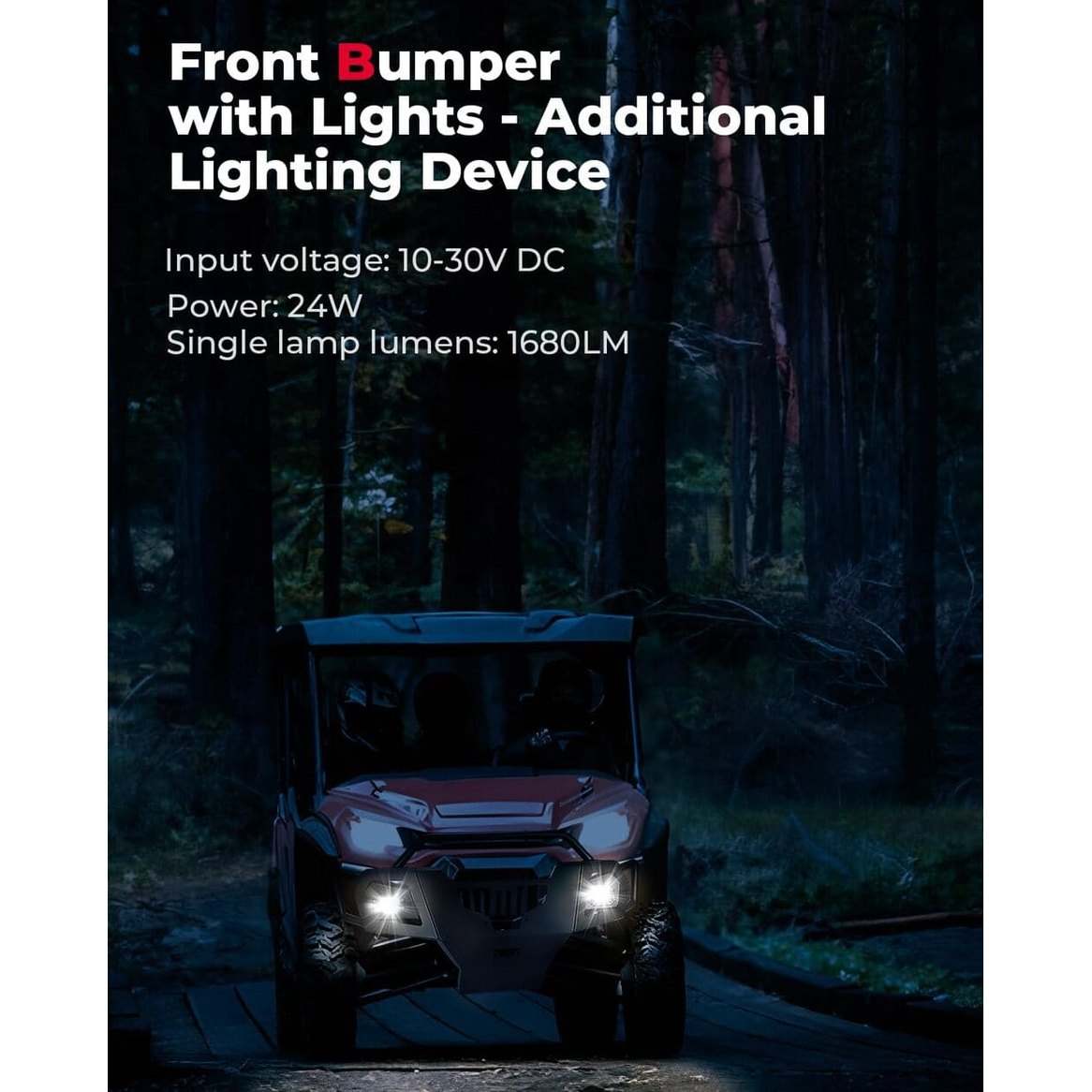 Kemimoto '23-'24 Honda Pioneer 1000-6 UTV Front Bumper with Lights