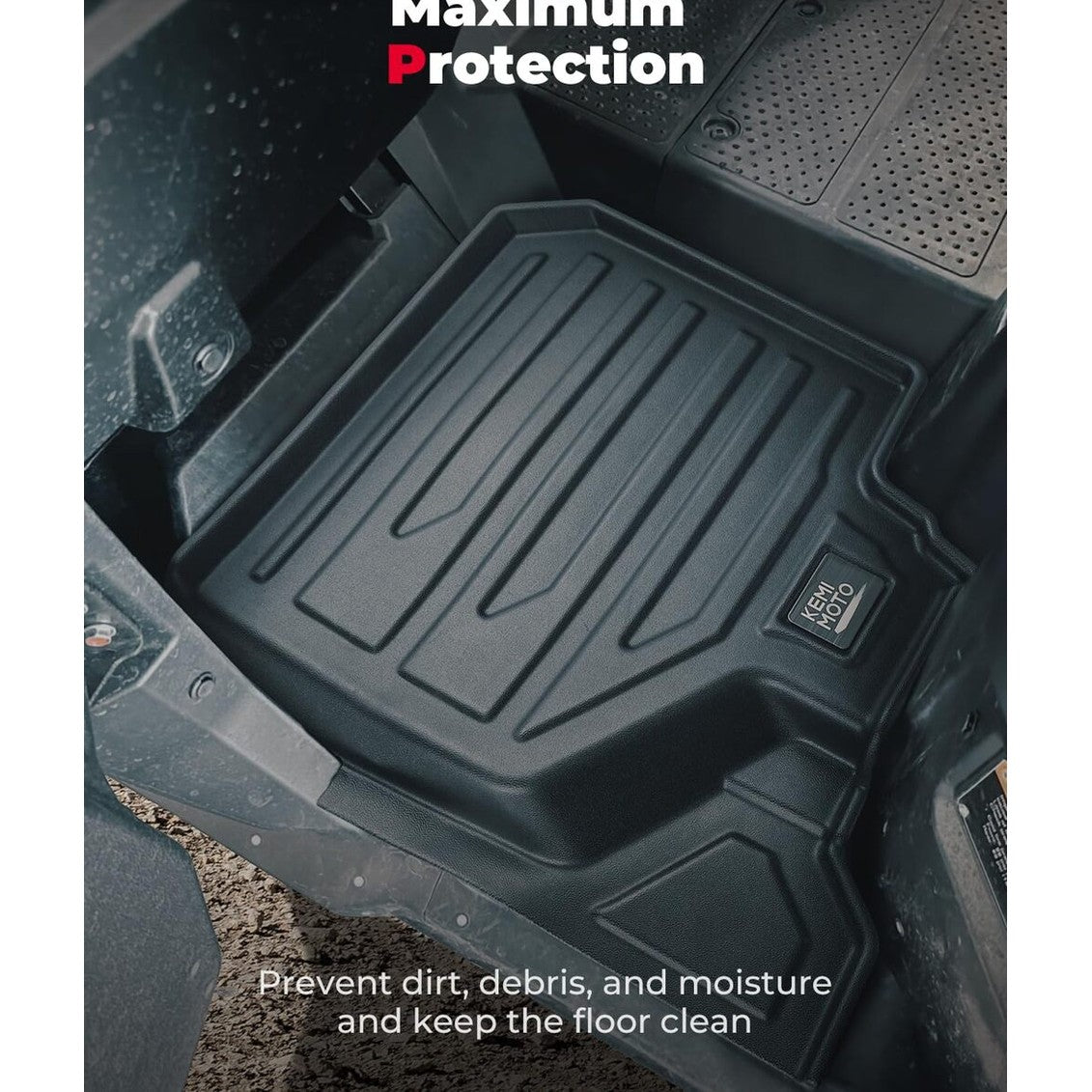 Kemimoto '23+ Honda Pioneer 1000-6 Anti Slip Liners TPE All Weather Floor Mats - 4Pcs