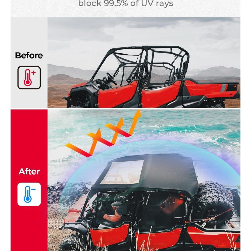 Kemimoto '23+ Honda Pioneer 1000-6 UTV Water Resistant Sunshade Canvas Roof