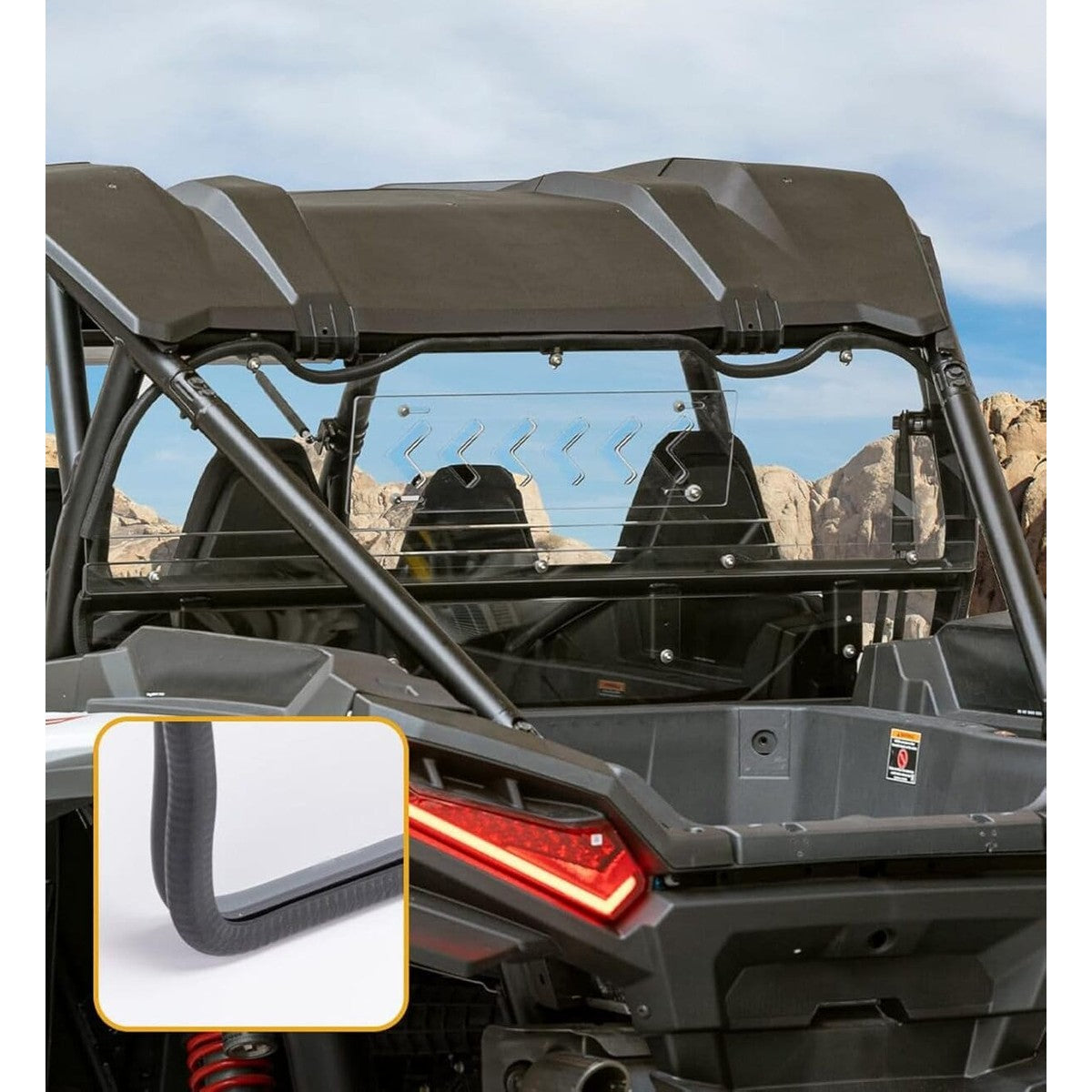 Kemimoto '24-'25 Polaris RZR XP 1000 Vented Clear Rear Windshield