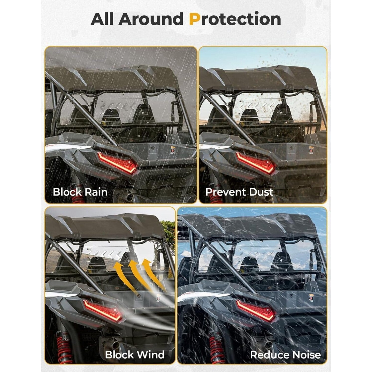 Kemimoto '24-'25 Polaris RZR XP 1000 Vented Clear Rear Windshield
