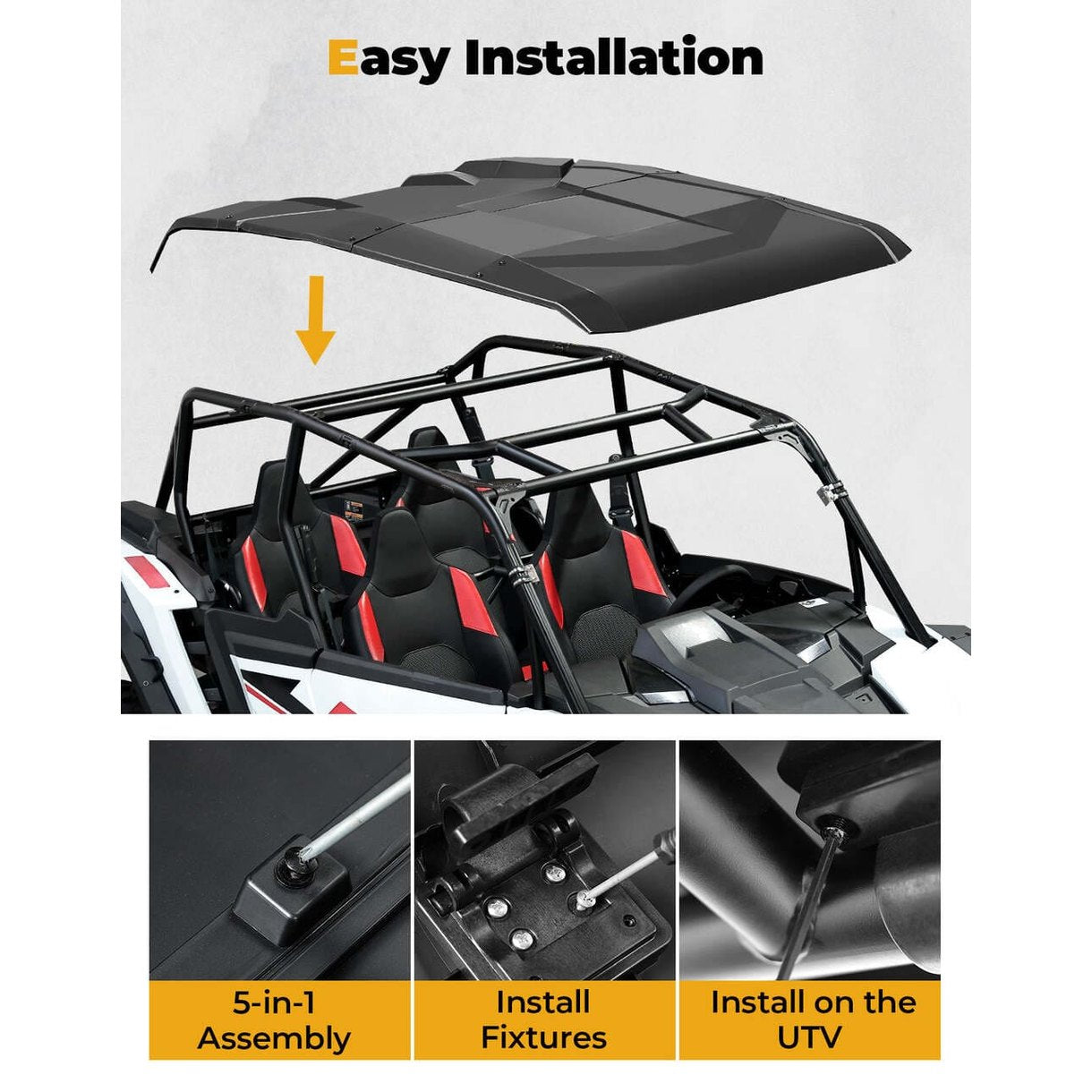 Kemimoto '24-'25 Polaris RZR XP 4 1000 5-in-1  4 Doors Hard Plastic Roof