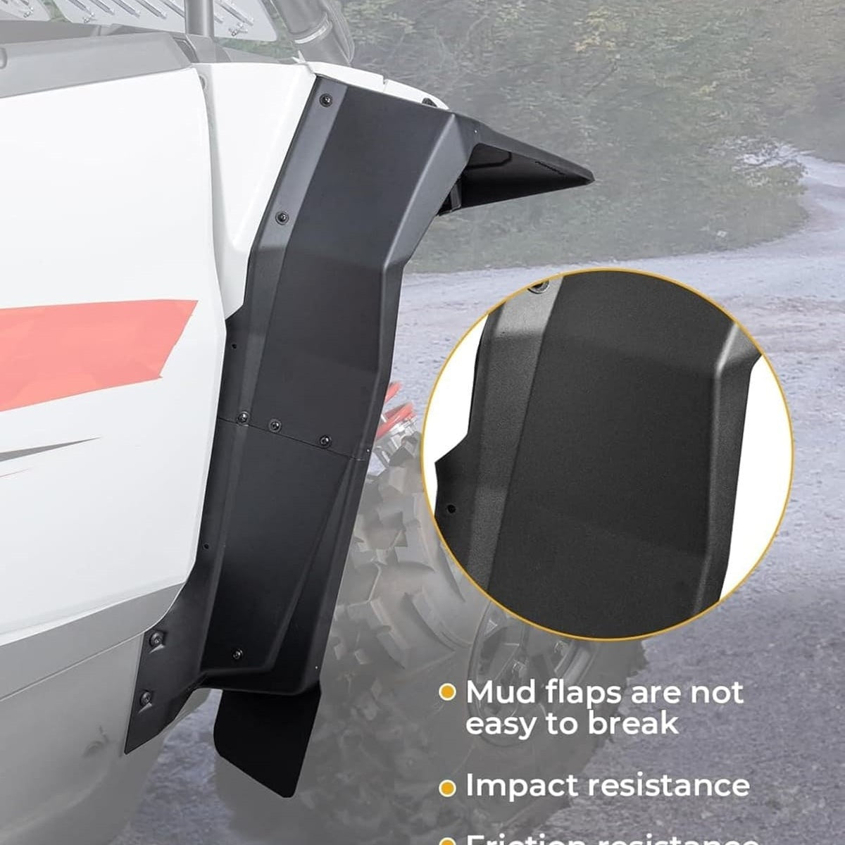 Kemimoto '24-'25 Polaris RZR XP 4 1000 8.5" Fender Flares Extended Mud Flaps - 4 Pcs