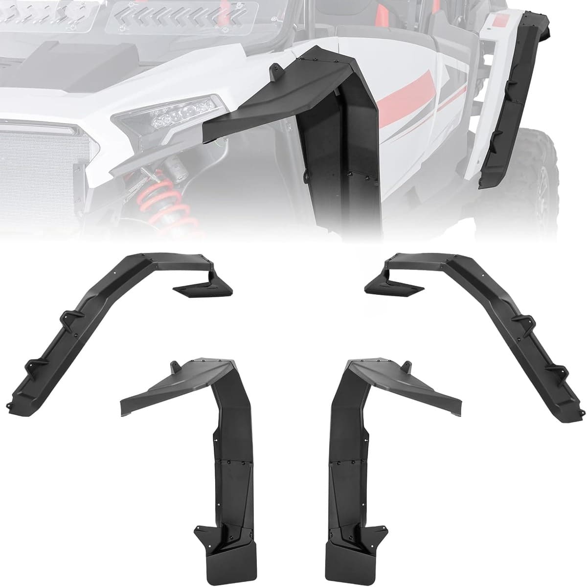 Kemimoto '24-'25 Polaris RZR XP 4 1000 8.5" Fender Flares Extended Mud Flaps - 4 Pcs