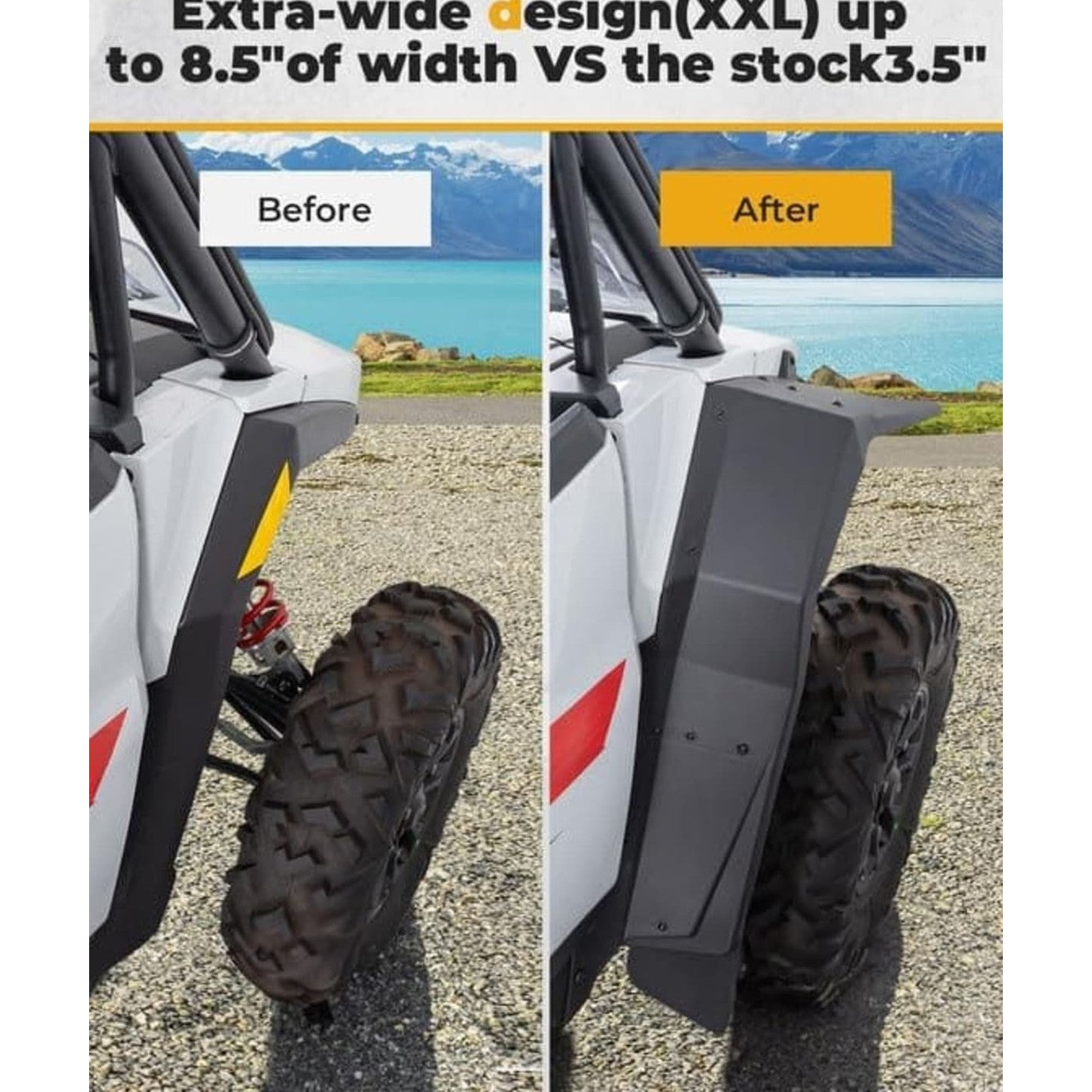 Kemimoto '24-'25 Polaris RZR XP 4 1000 8.5" Fender Flares Extended Mud Flaps - 4 Pcs