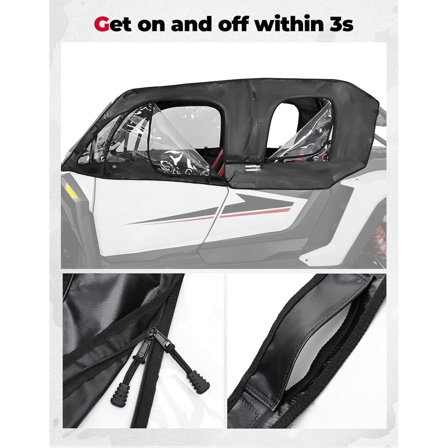 Kemimoto '24-'25 Polaris RZR XP 4 1000 Soft Cab Enclosure Upper Doors