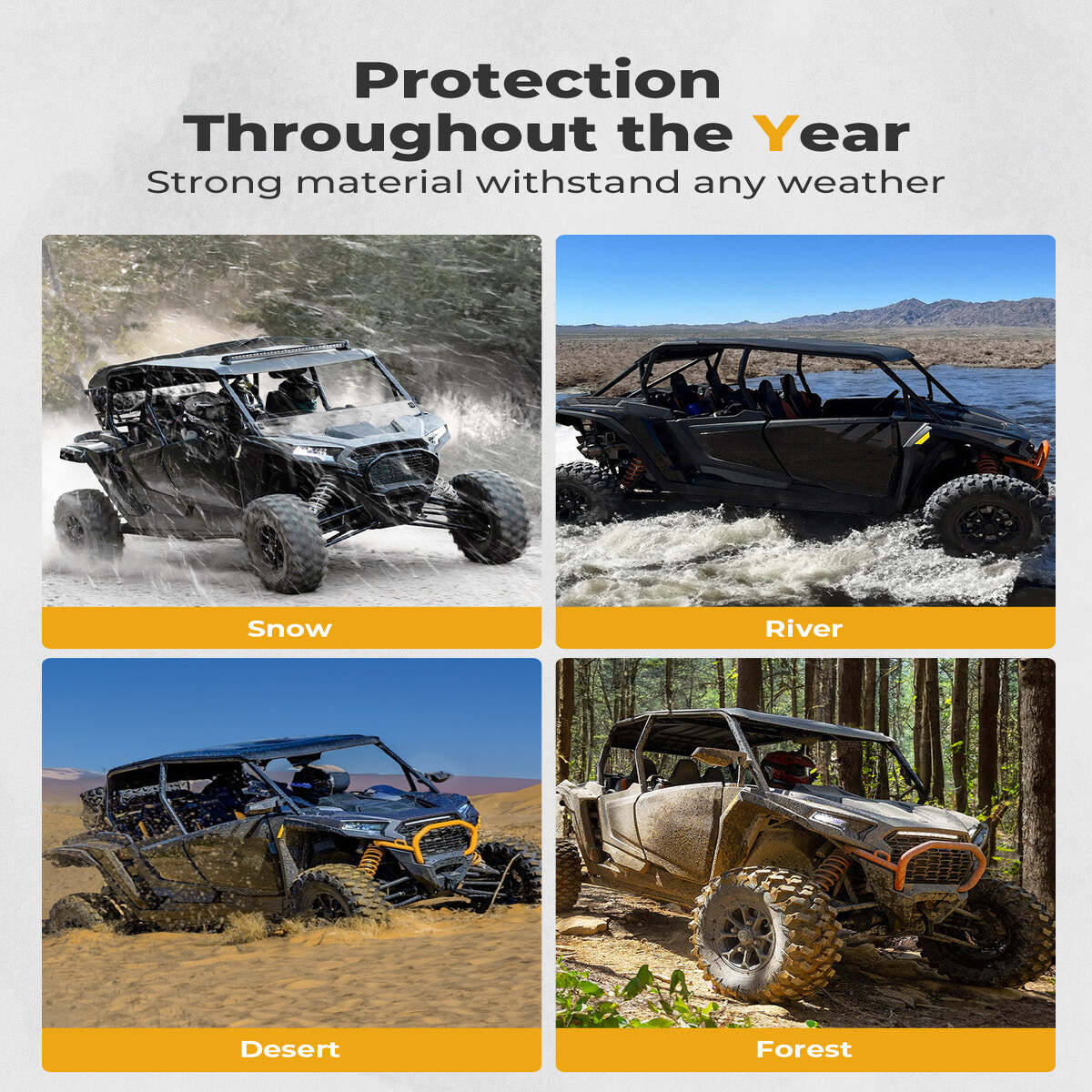 Kemimoto '24-'25 Polaris RZR XP 4 1000 TPE Non-Slip Floor Mats - 4 Pcs