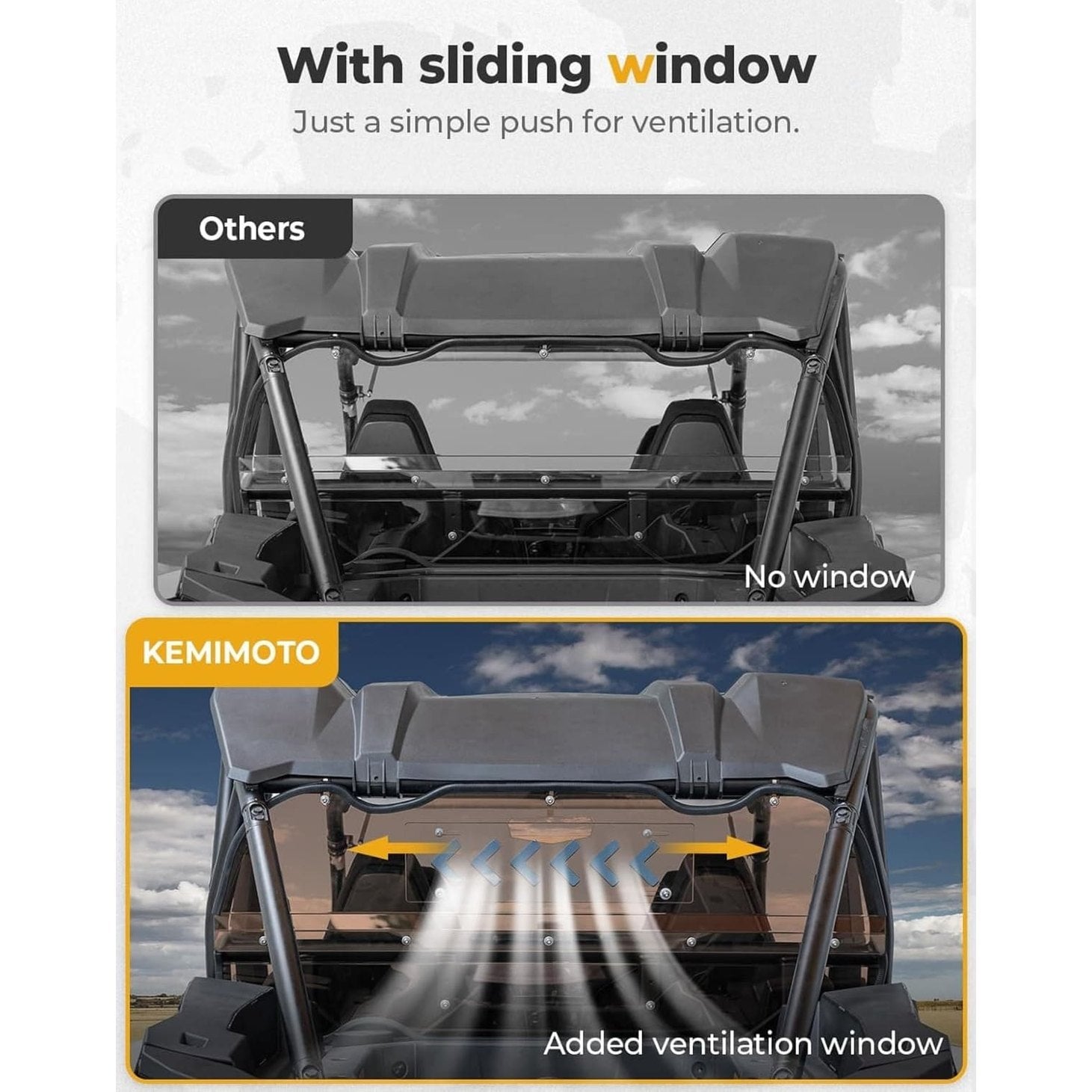 Kemimoto '24+ Polaris RZR XP 1000 Tinted Rear Windshield