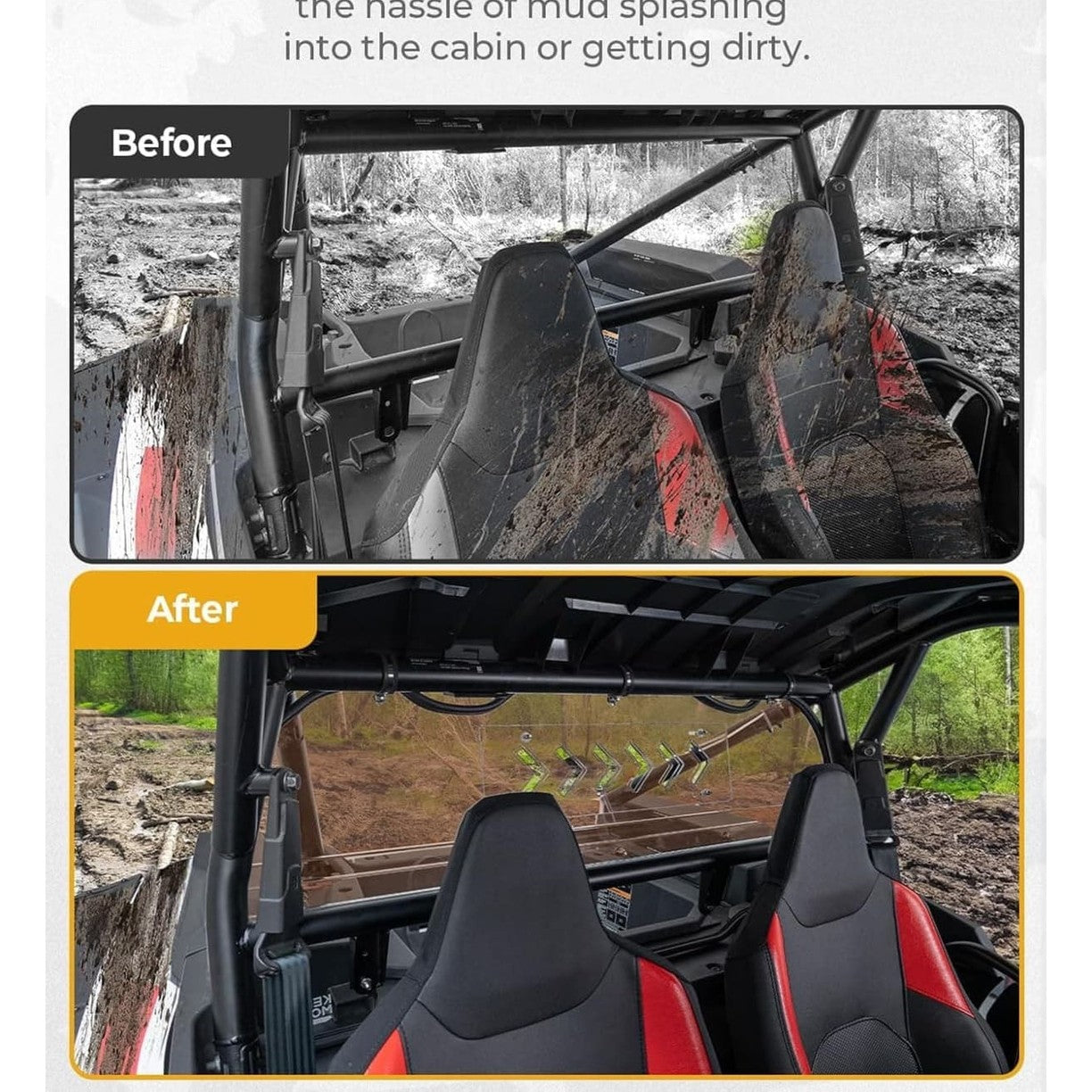 Kemimoto '24+ Polaris RZR XP 1000 Tinted Rear Windshield