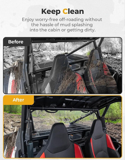 Kemimoto '24+ Polaris RZR XP 1000 Vented Clear Rear Windshield