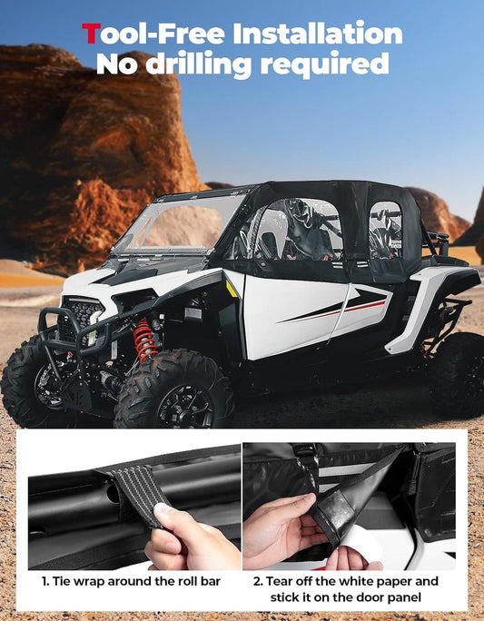 Kemimoto '24+ Polaris RZR XP 4 1000 Soft Cab Enclosure Upper Doors