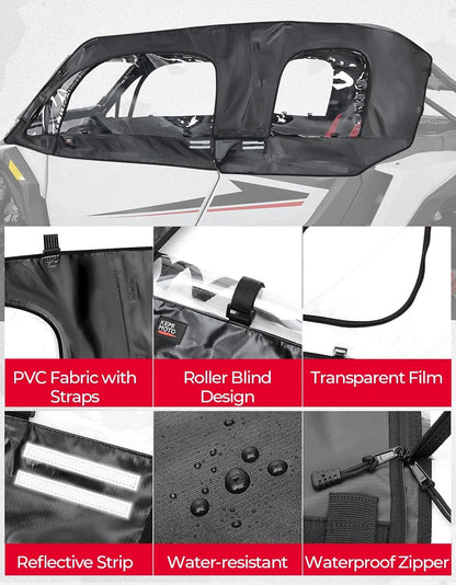 Kemimoto '24+ Polaris RZR XP 4 1000 Soft Cab Enclosure Upper Doors