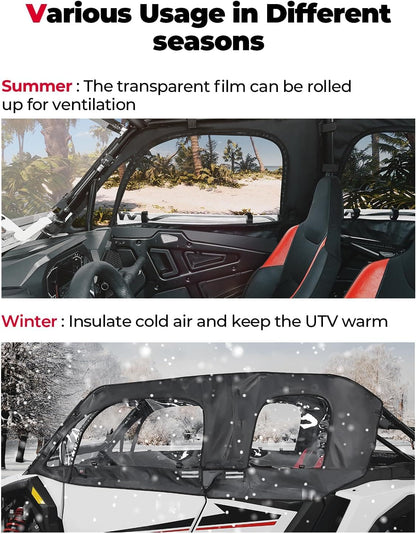 Kemimoto '24+ Polaris RZR XP 4 1000 Soft Cab Enclosure Upper Doors