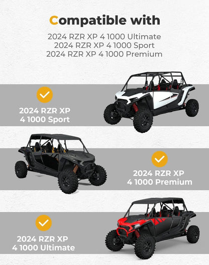 Kemimoto '24 Polaris RZR XP 4 1000 Window Mesh Net Side Soft Windshield