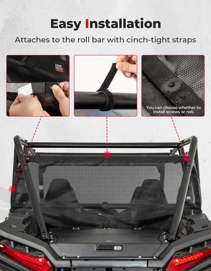 Kemimoto '24 Polaris RZR XP/XP 4 1000 Rear Window Net Soft Ventilated Window
