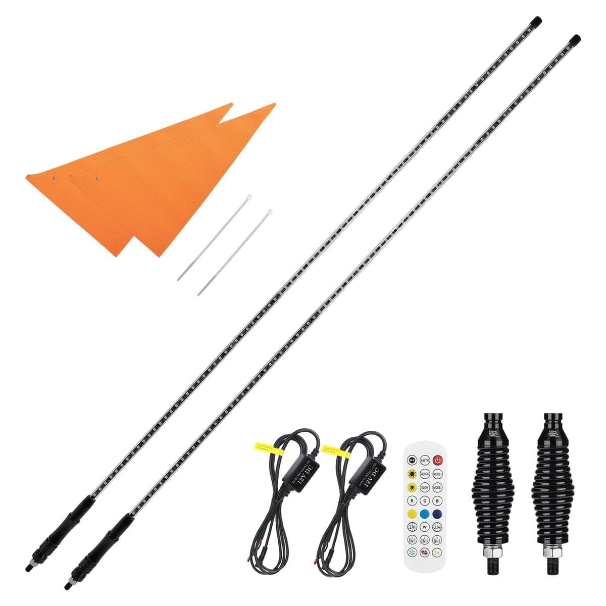 Kemimoto 2PCS 5ft UTV Whip Lights With Spring Bases