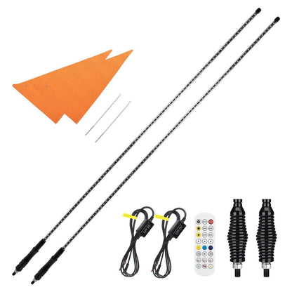 Kemimoto 2PCS 5ft UTV Whip Lights With Spring Bases