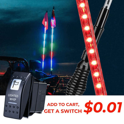 Kemimoto 2 Pcs 5ft UTV Whip Lights with Spring Bases