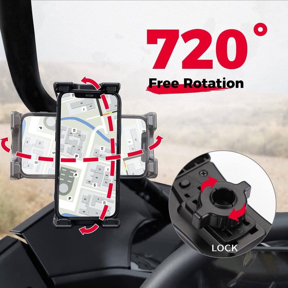Kemimoto 4.7"-13" Clamps 720° Adjustable Phone Holder