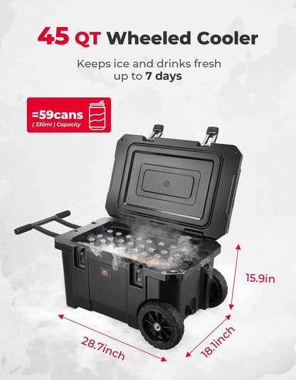Kemimoto 45 Qt Portable Cooler with Wheels