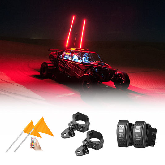 Kemimoto 5 Pin ATV Rocker Switch & Backup Whip Light & Flag mount