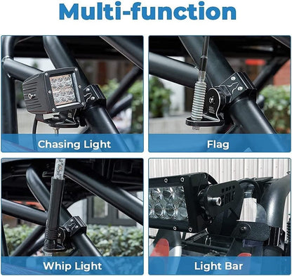 Kemimoto 5 Pin ATV Rocker Switch & Backup Whip Light & Flag mount