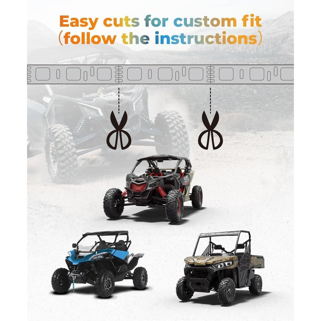 Kemimoto 60" UTV Windshield RGB Light Strips