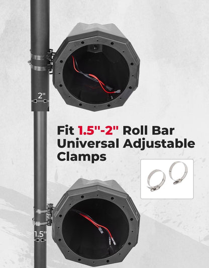 Kemimoto 8" Speaker Pod Enclosure for 1.5"/2" Roll Bar