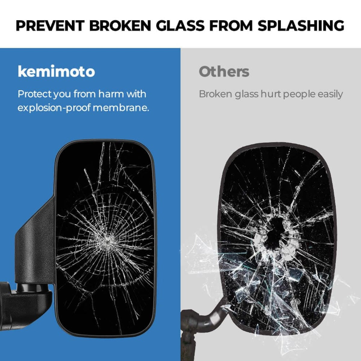 Kemimoto Polaris Ranger Adjustable Side Mirrors & Rear View Mirror