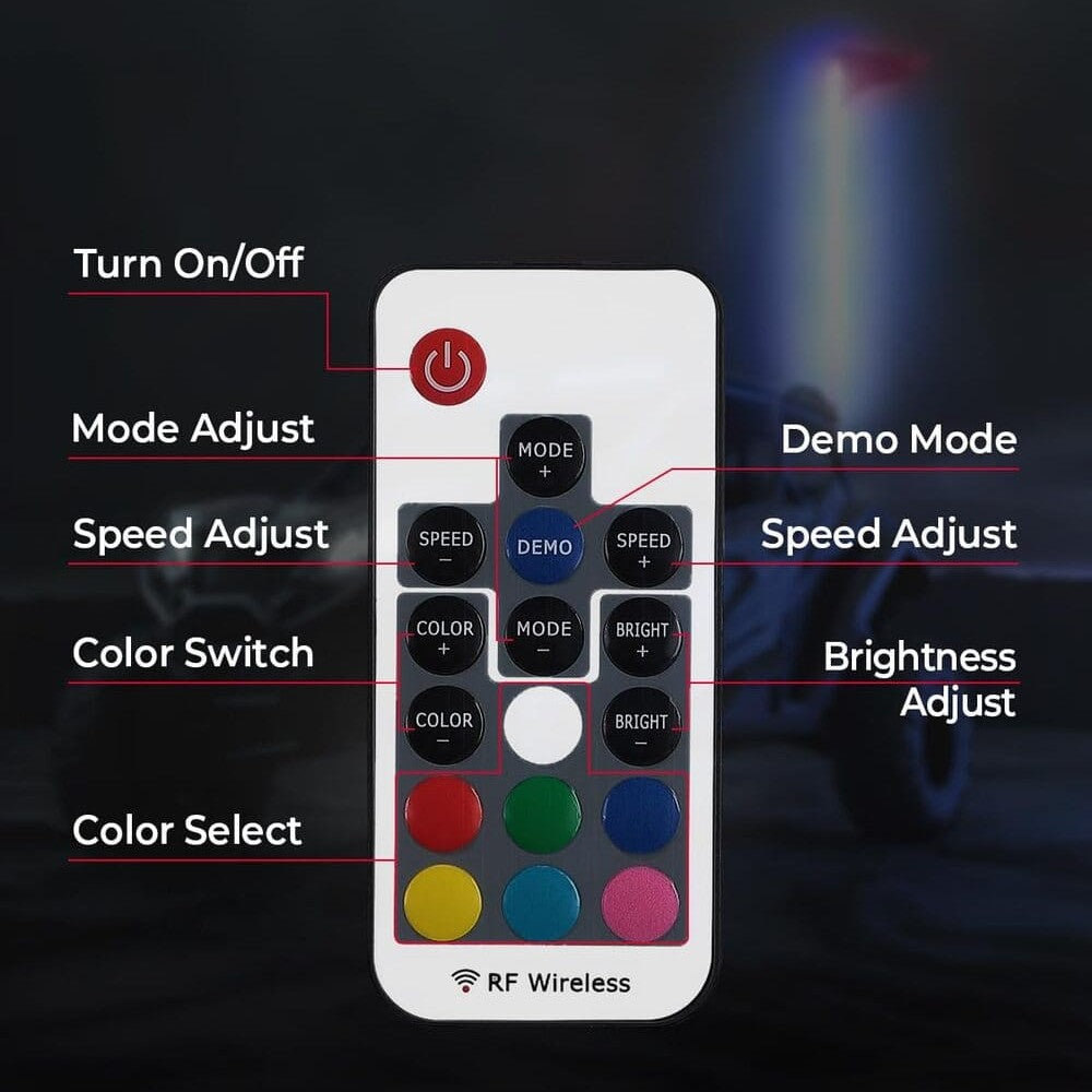 Kemimoto ATV/UTV 5FT RGB LED Whip Lights