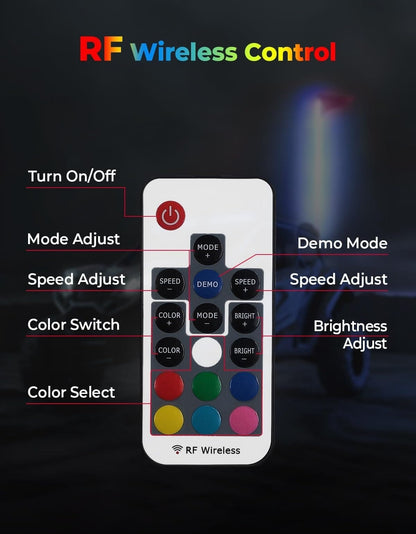 Kemimoto ATV/UTV 5FT RGB LED Whip Lights