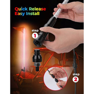 Kemimoto RZR (5FT & RGB - 1PC) LED Whip Lights - ATV/UTV