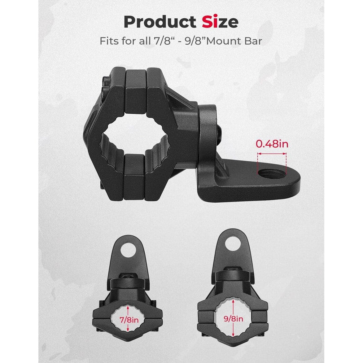 Kemimoto ATV/ UTV Whip Light / Flag Mounting Bracket 7/8"-9/8" Handlebar Rack Bars