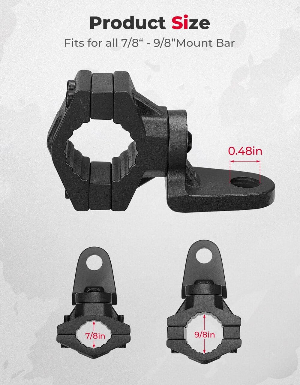 Kemimoto ATV/ UTV Whip Light / Flag Mounting Bracket for 7/8"-9/8" Handlebar Rack Bars