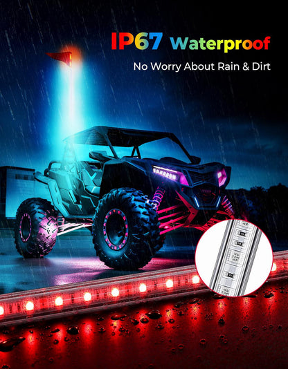 Kemimoto ATV/UTV 5FT & RGB LED Whip Lights - 1Pc