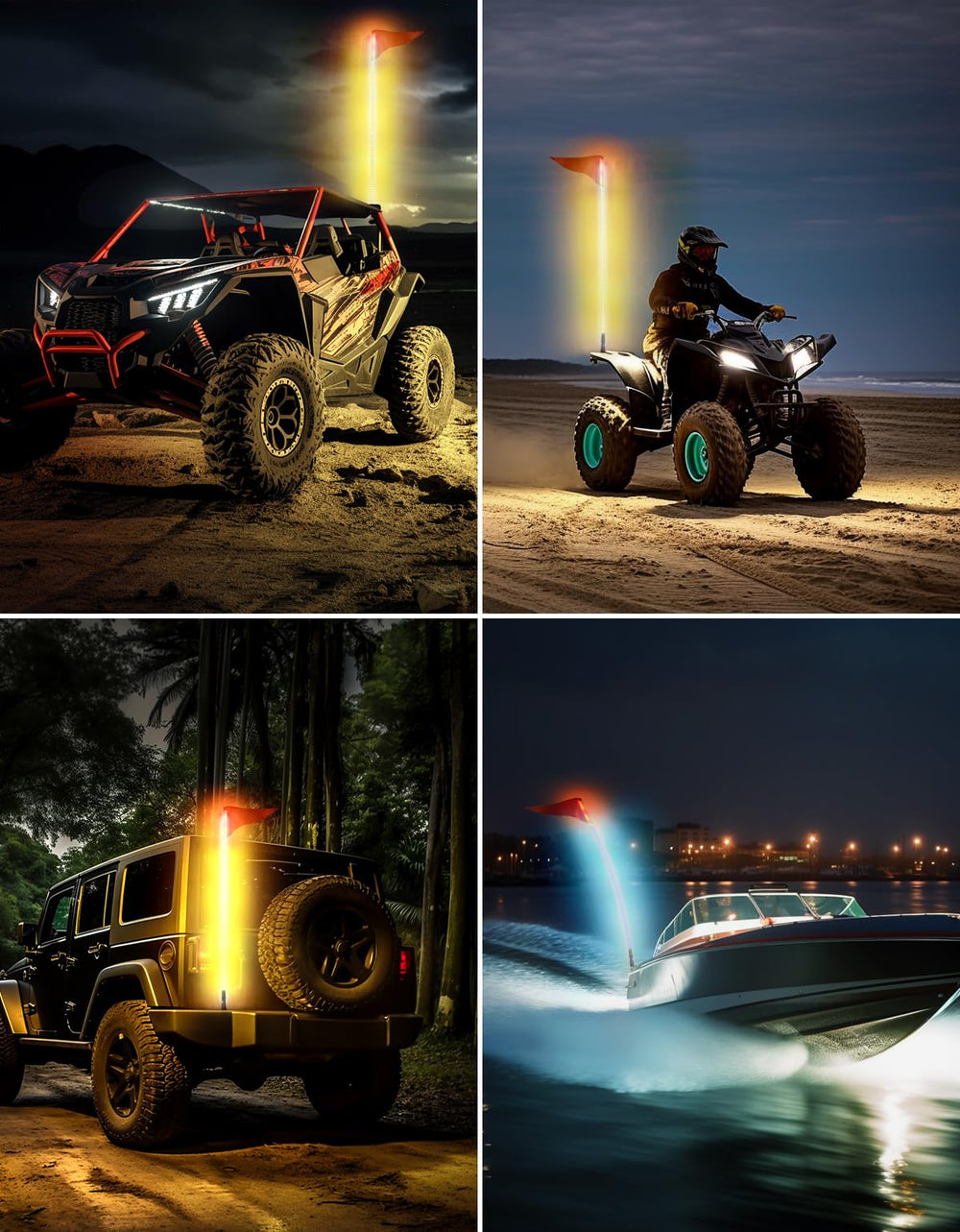 Kemimoto ATV/UTV 5FT & RGB LED Whip Lights - 1Pc